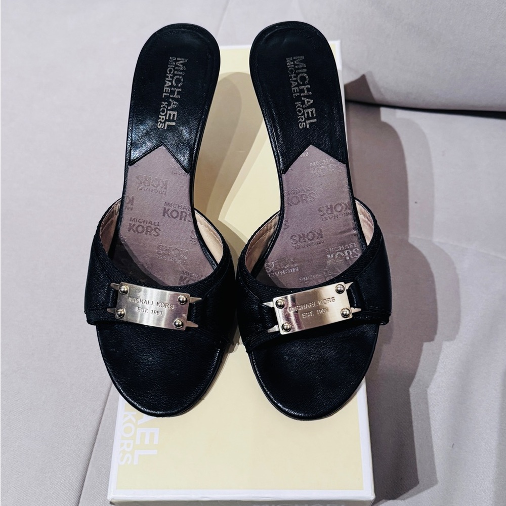 Michael Kors Black and Gold Women's Mules